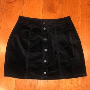 Black Corduroy Button-up Skirt